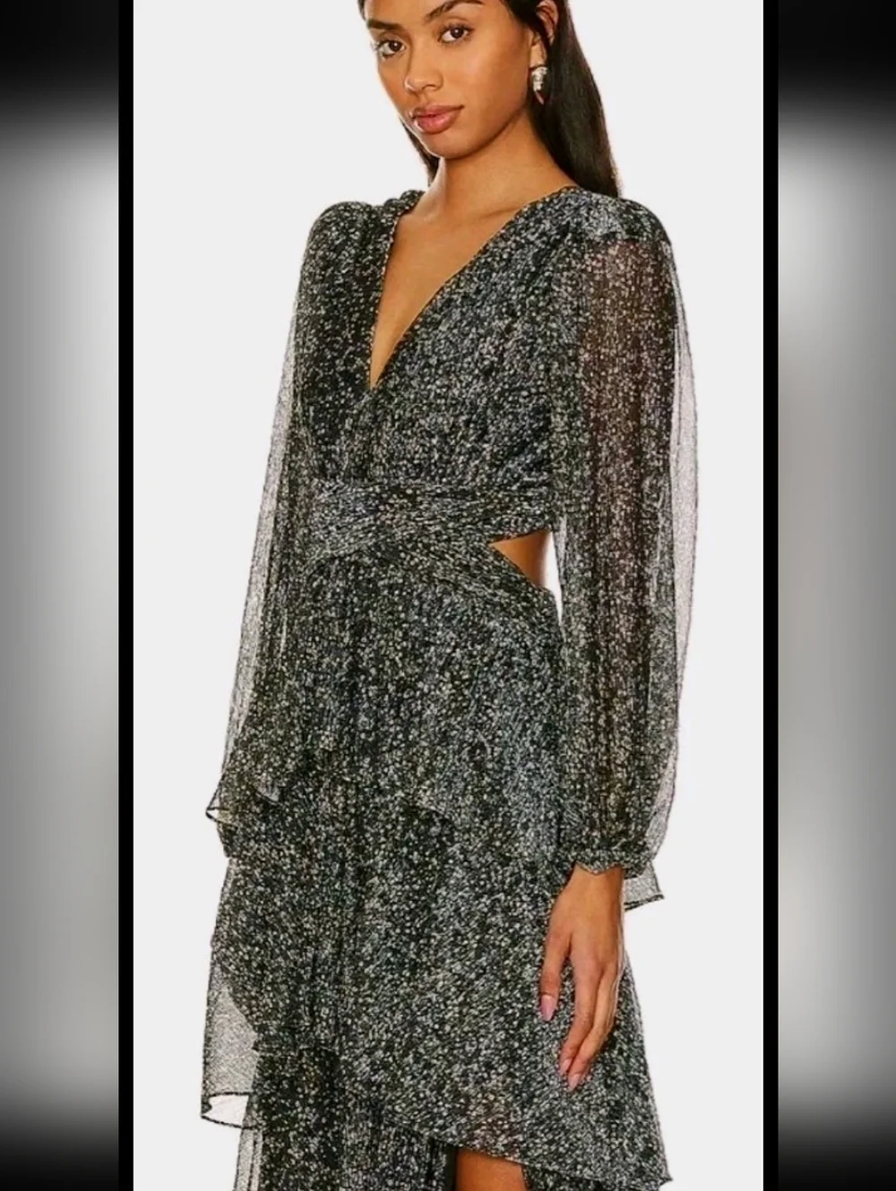 Astr The Label Anora Dress, Metallic Shimering Layers, Long Dress, Women's LG - Picture 5 of 9